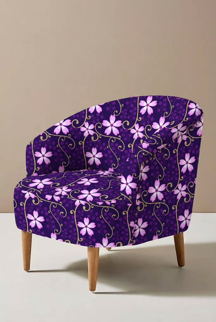 FS020 Purple Floral Printed Fabric