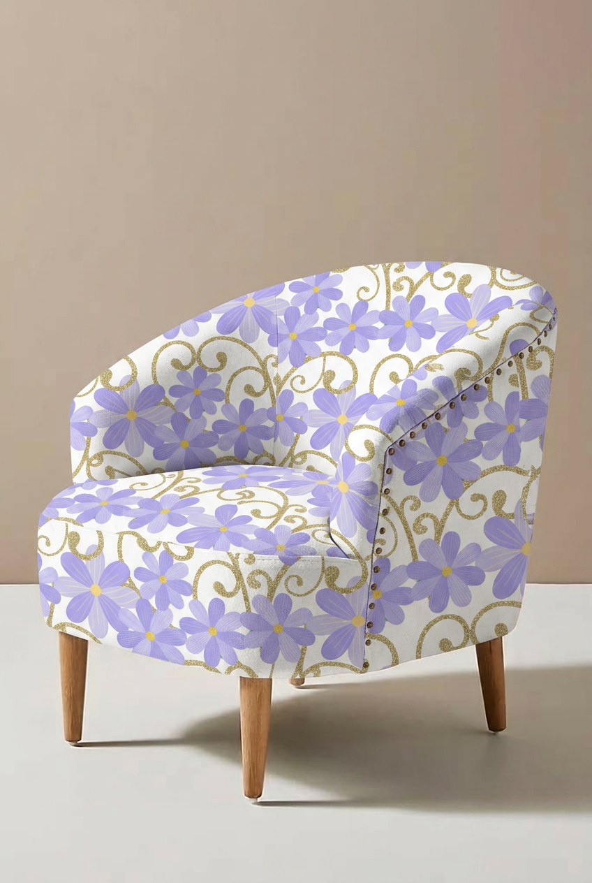 FS026 Lilac Floral Printed Fabric