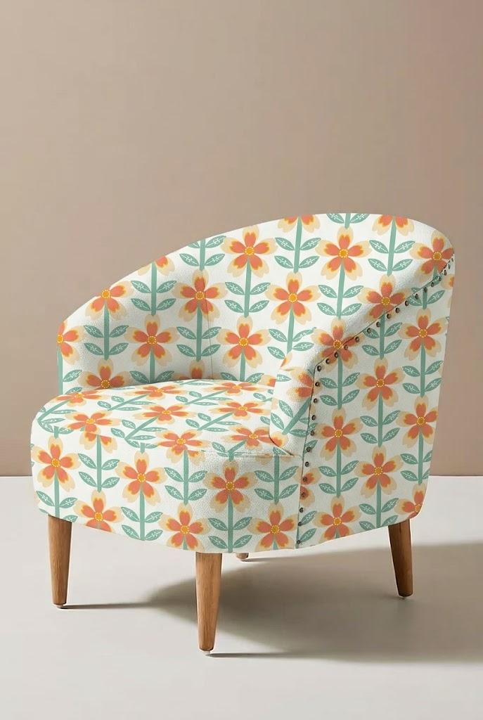 FS031 Orange Flower Printed Fabric