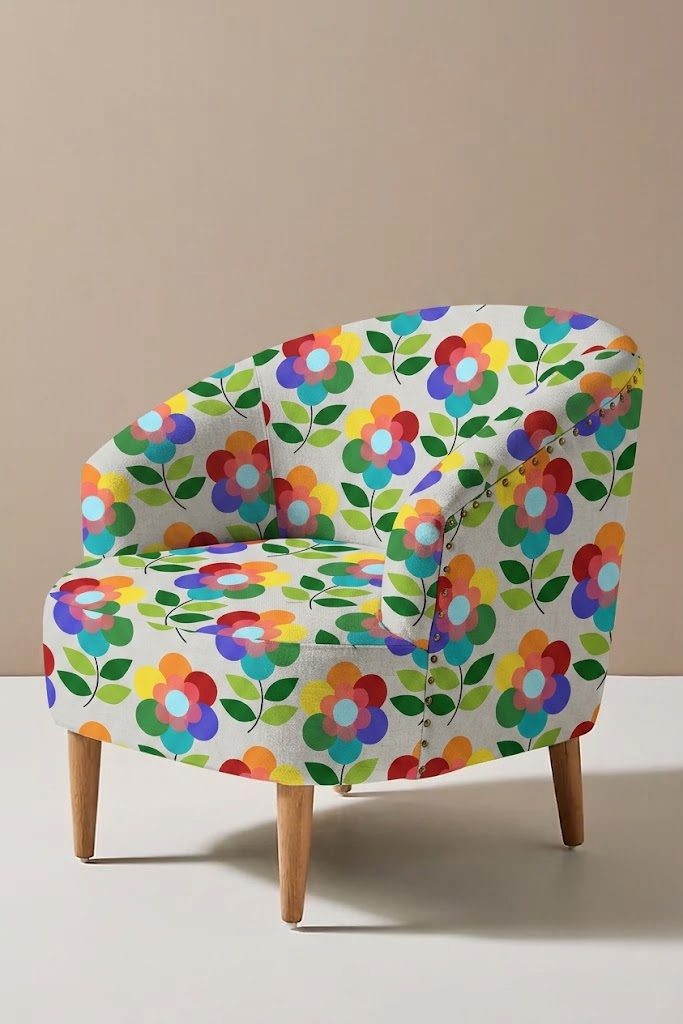 FS051 Rainbow Flower Printed Fabric