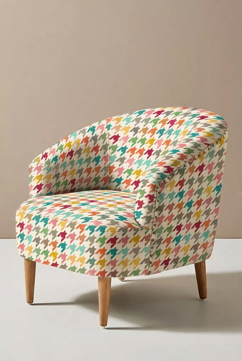 FS073 Multicolour Houndstooth Printed Fabric