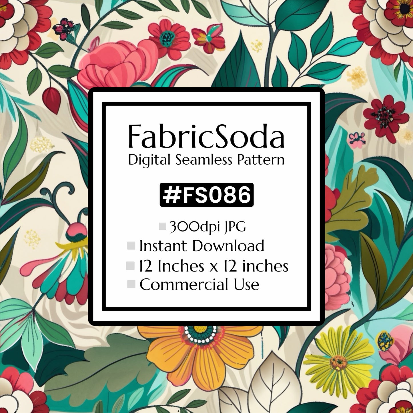 FS086 Multi Colours Flower Seamless Pattern