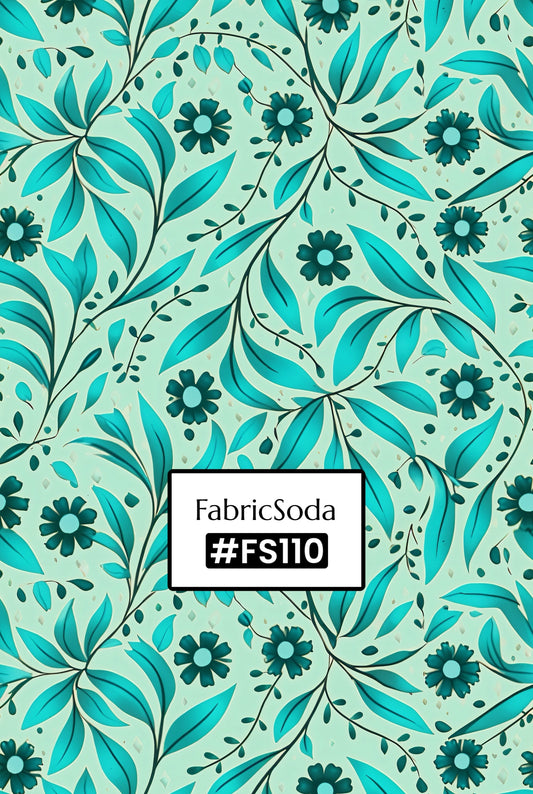 FS110 Teal Floral Printed Fabric