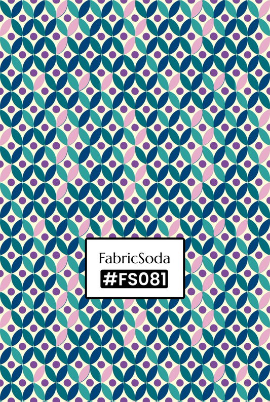 FS081 Pink and Green Geometric Printed Fabric