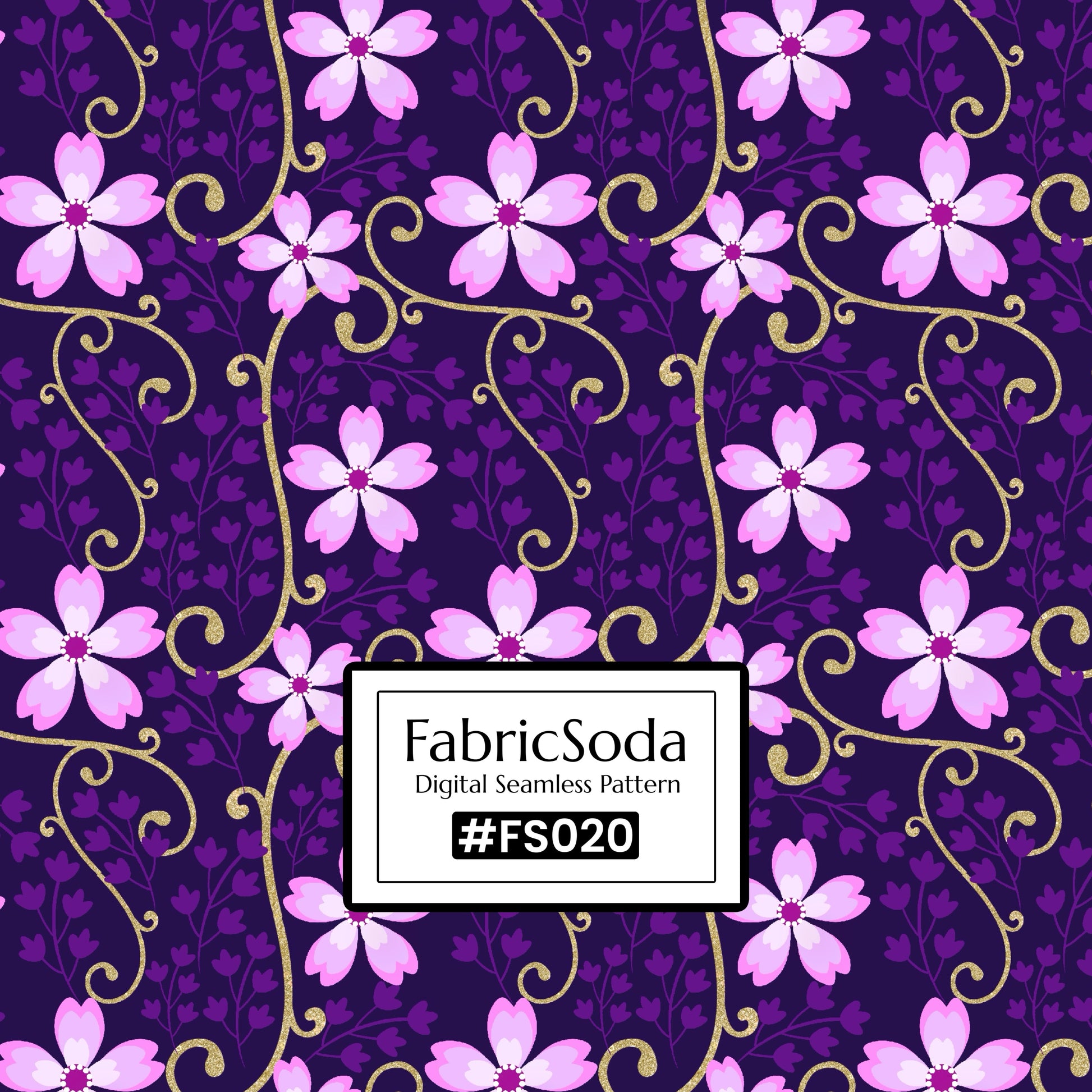 FS020 Purple Floral Seamless Pattern JPG PNG