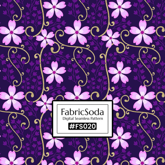 FS020 Purple Floral Seamless Pattern JPG PNG