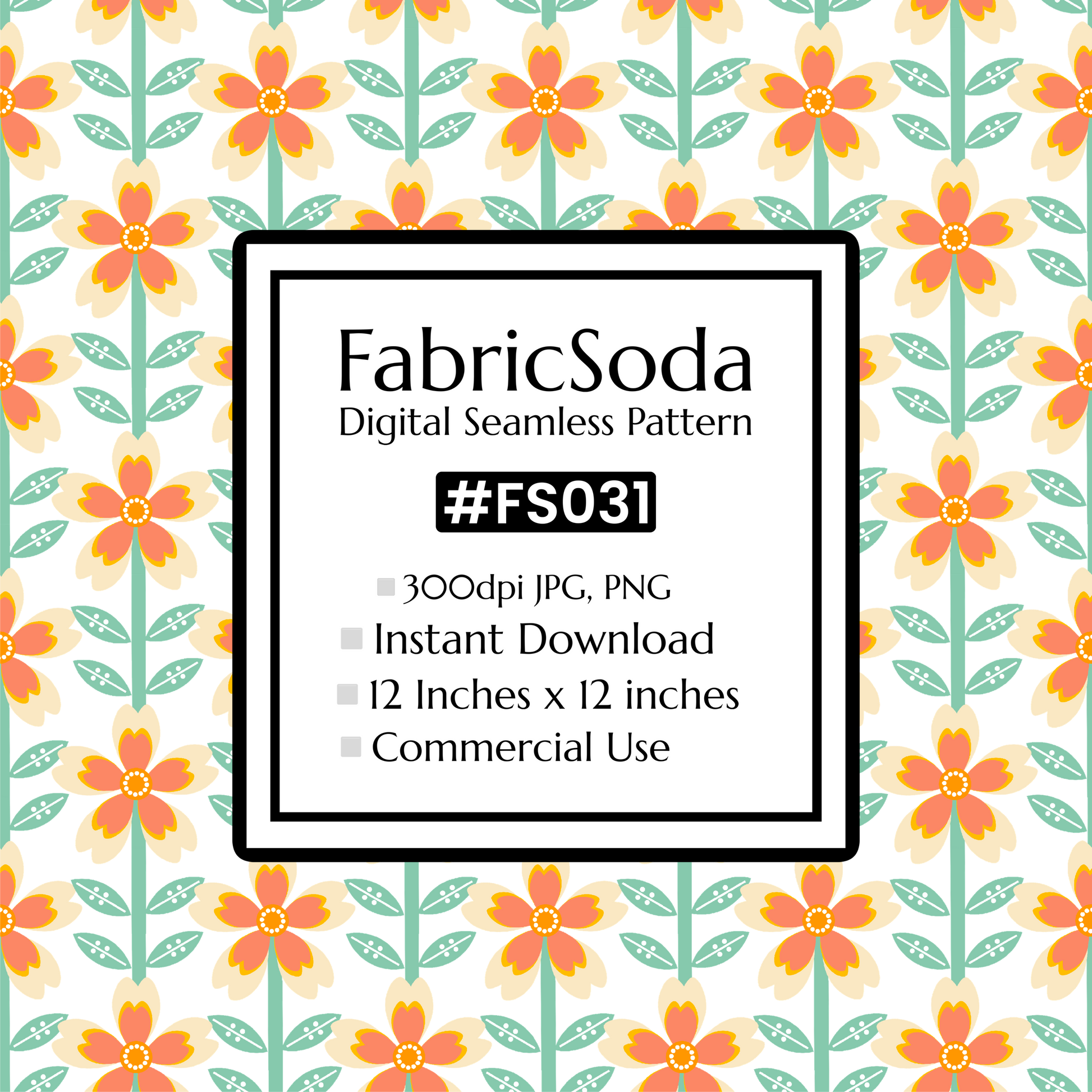 FS031 Orange Flower Seamless Pattern JPG PNG