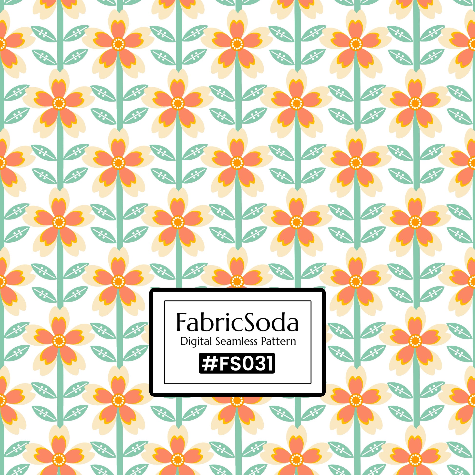 FS031 Orange Flower Seamless Pattern JPG PNG