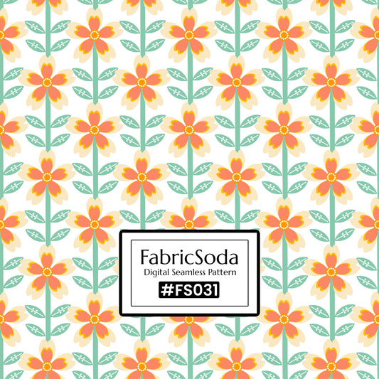FS031 Orange Flower Seamless Pattern JPG PNG