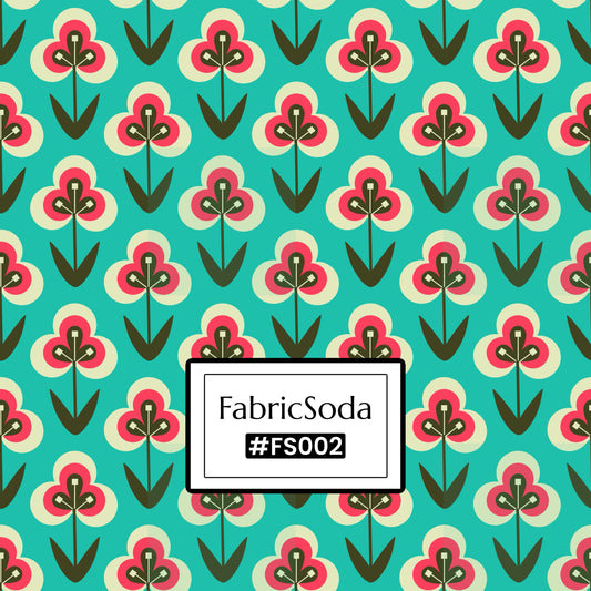 FS002 Green Floral Cotton Printed Fabric