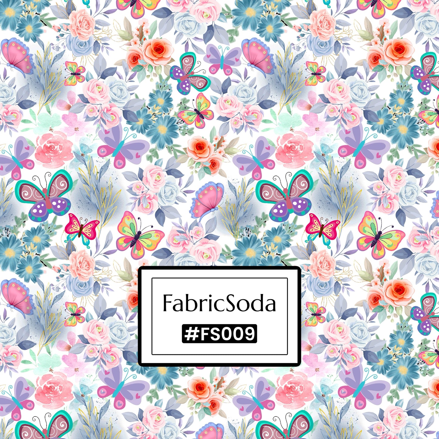 FS009 Watercolour Butterfly Cotton Printed Fabric cotton canvas 