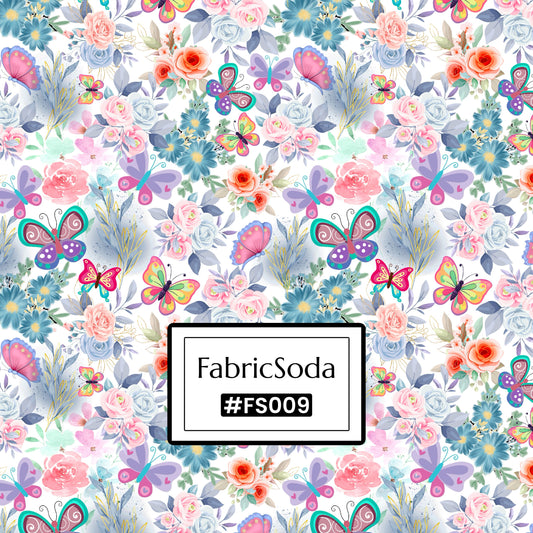 FS009 Watercolour Butterfly Cotton Printed Fabric cotton canvas 