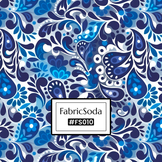 FS010 Blue Paisley Cotton Printed Fabric cotton canvas 