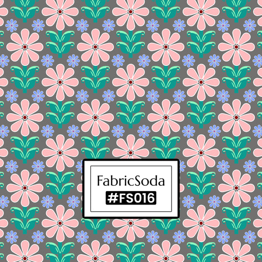 FS016 Pink Floral Cotton Printed Fabric