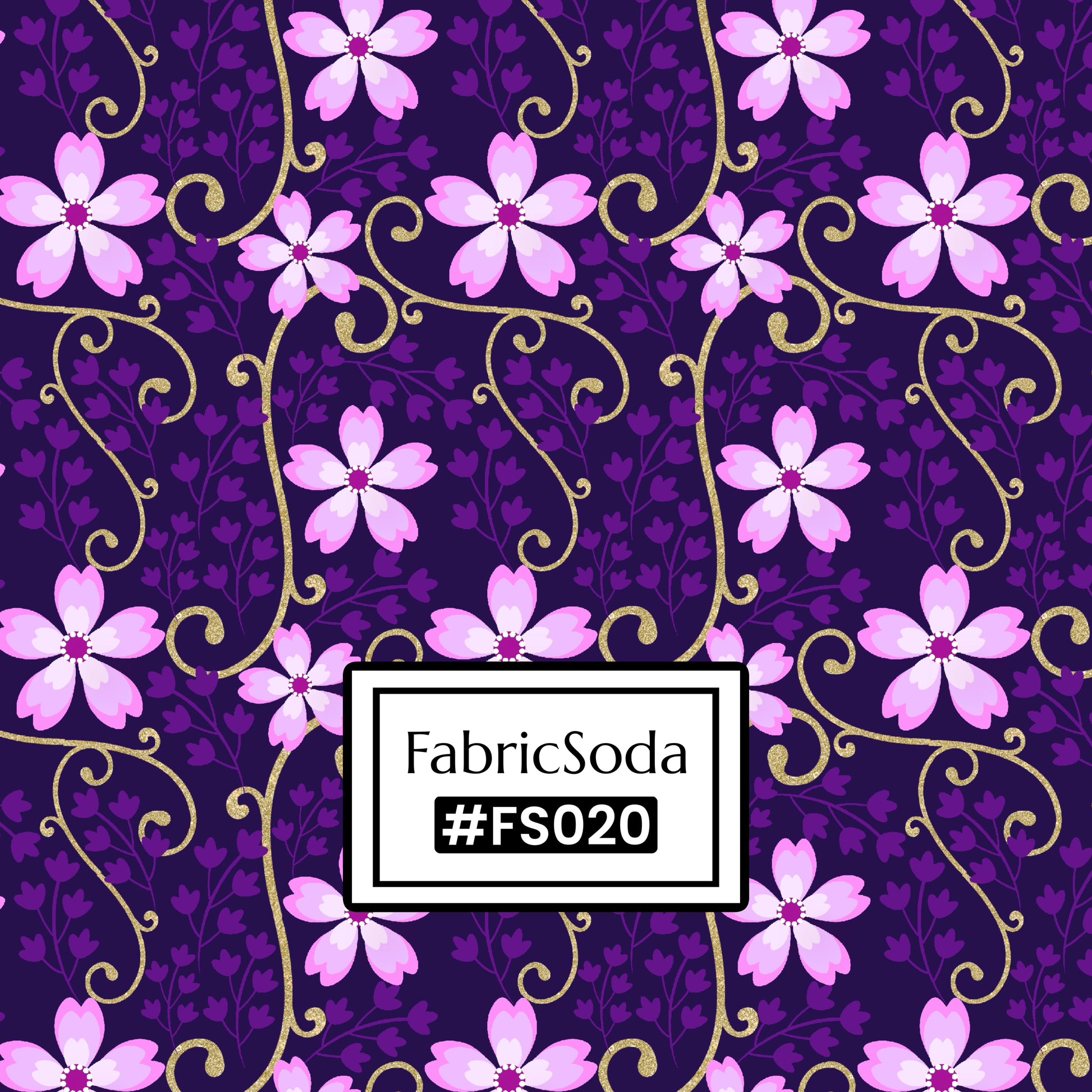 FS020 Purple Floral Cotton Printed Fabric