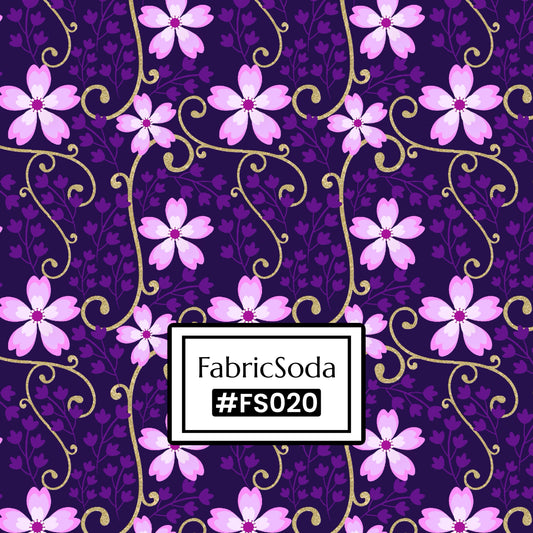 FS020 Purple Floral Cotton Printed Fabric