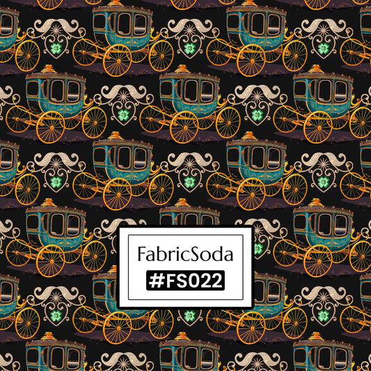 FS022 Luxury Brown Carriage Cotton Printed Fabric