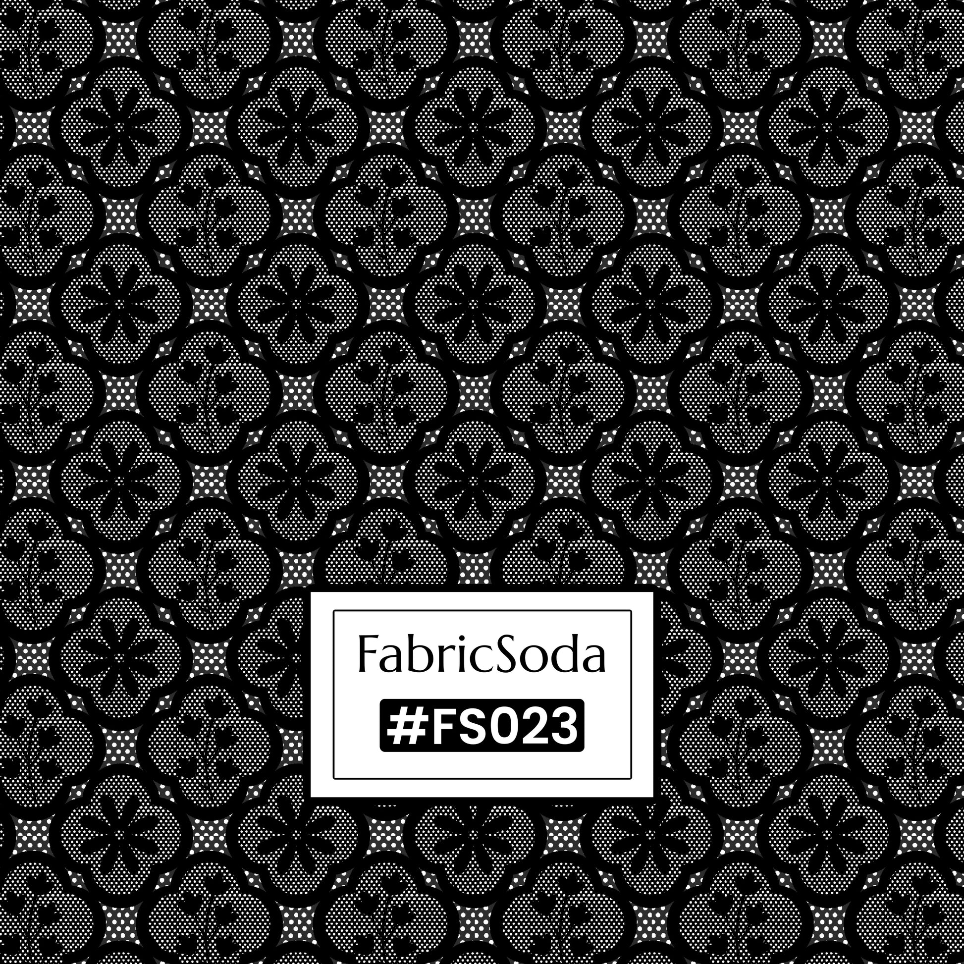 FS023 Black Lace Floral Cotton Printed Fabric