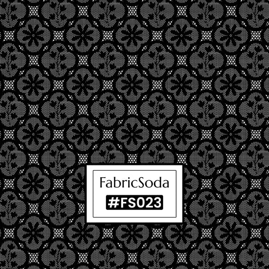 FS023 Black Lace Floral Cotton Printed Fabric