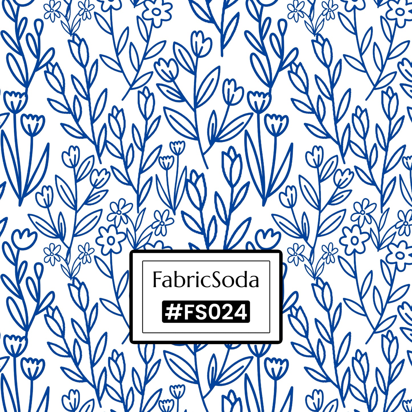 FS024 Line Art Floral Cotton Printed Fabric