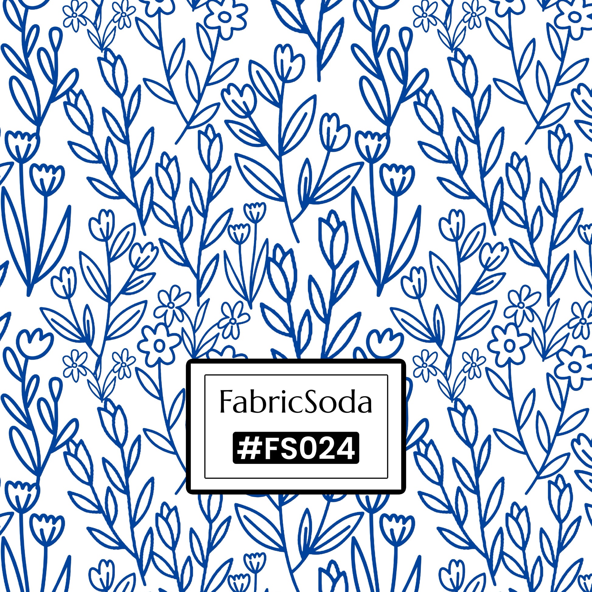FS024 Line Art Floral Cotton Printed Fabric
