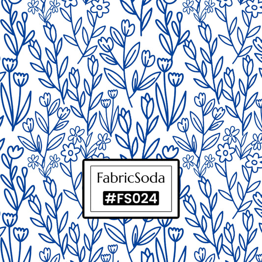 FS024 Line Art Floral Cotton Printed Fabric