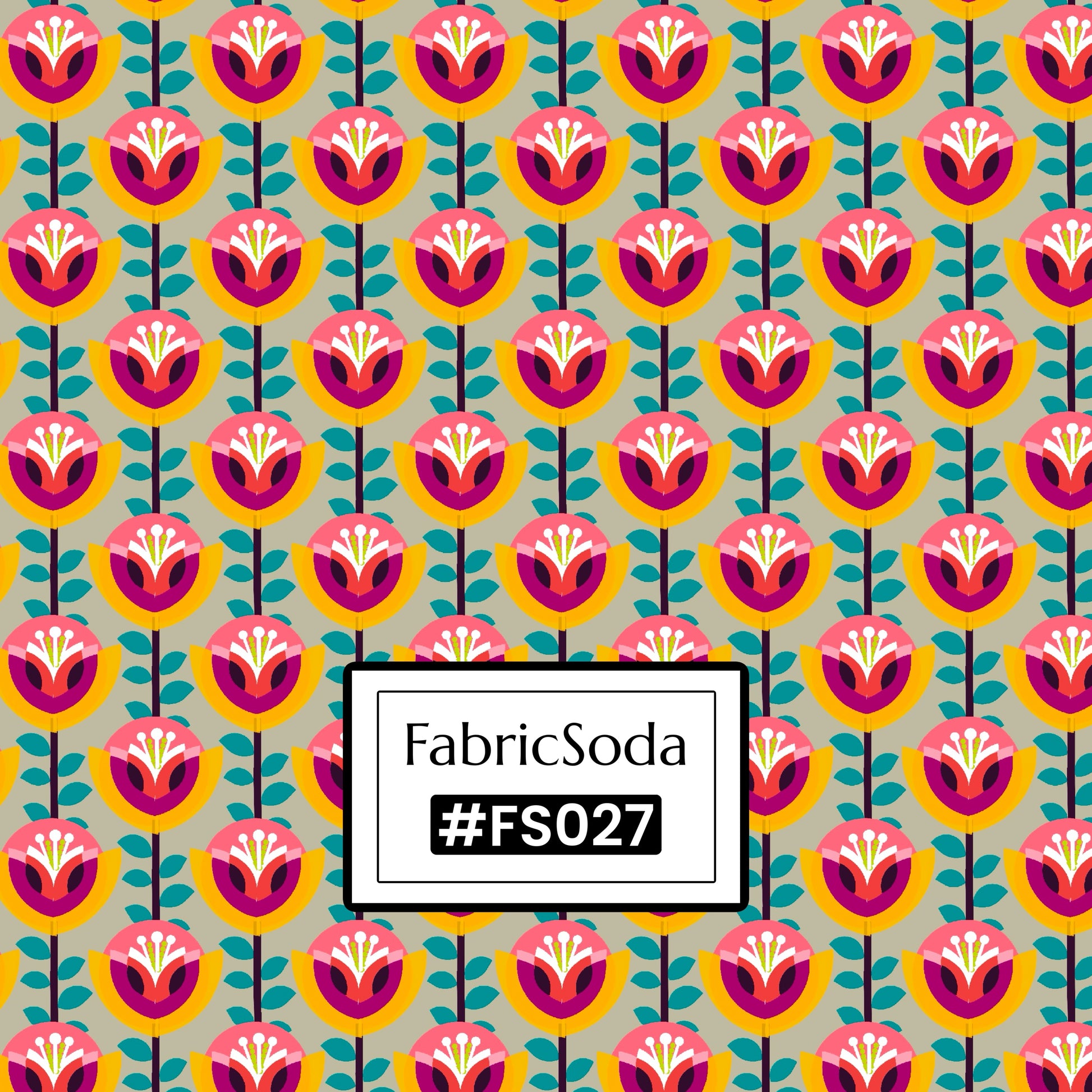 FS027 Beige Geometric Cotton Printed Fabric
