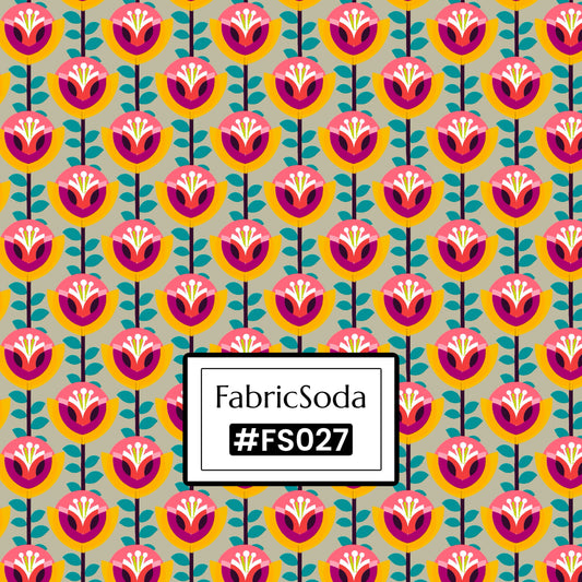 FS027 Beige Geometric Cotton Printed Fabric