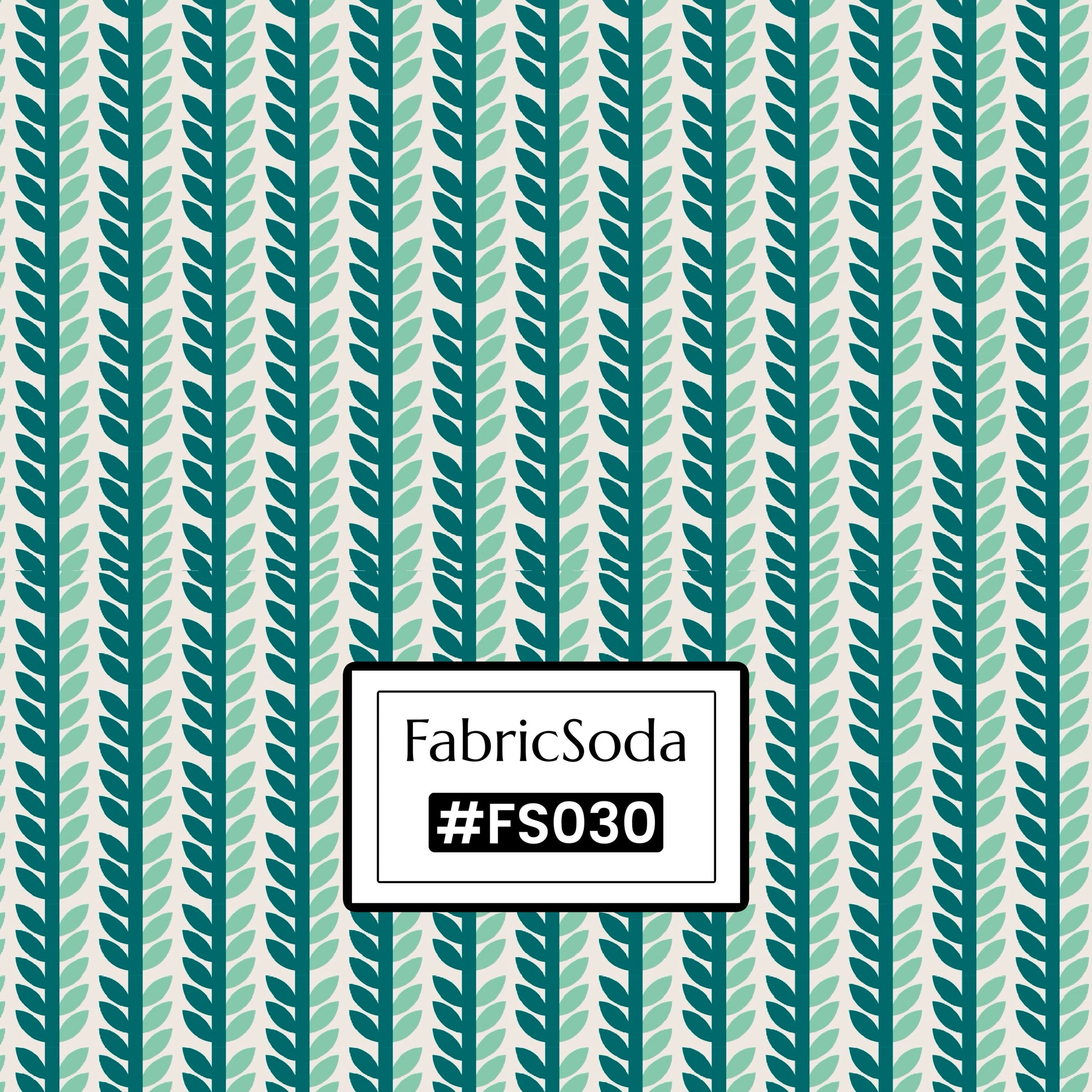 FS030 Green Leaves Geometric Cotton Fabric