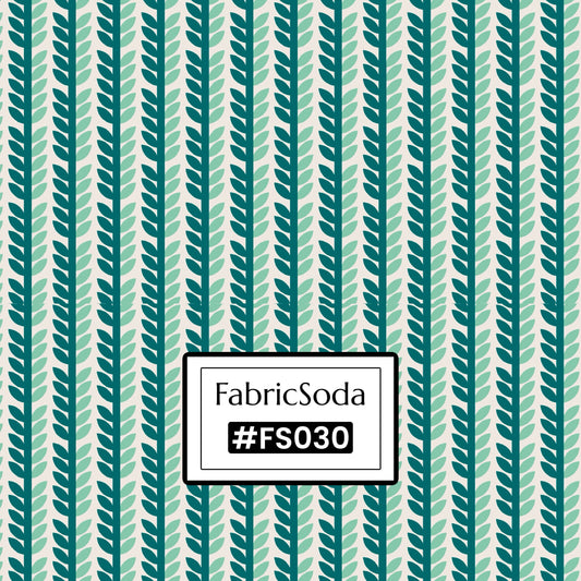 FS030 Green Leaves Geometric Cotton Fabric