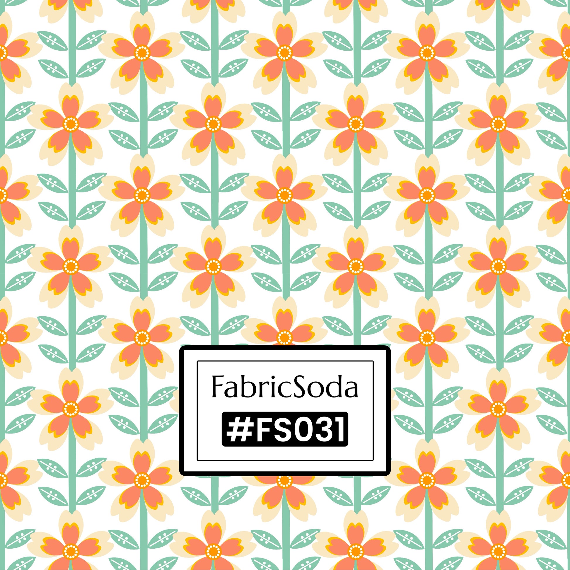 FS031 Orange Flower Cotton Printed Fabric