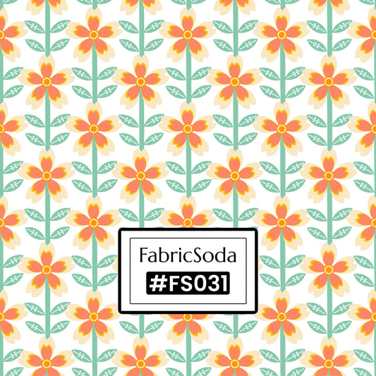 FS031 Orange Flower Cotton Printed Fabric