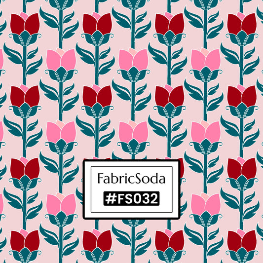 FS032 Pink Rose Cotton Printed Fabric
