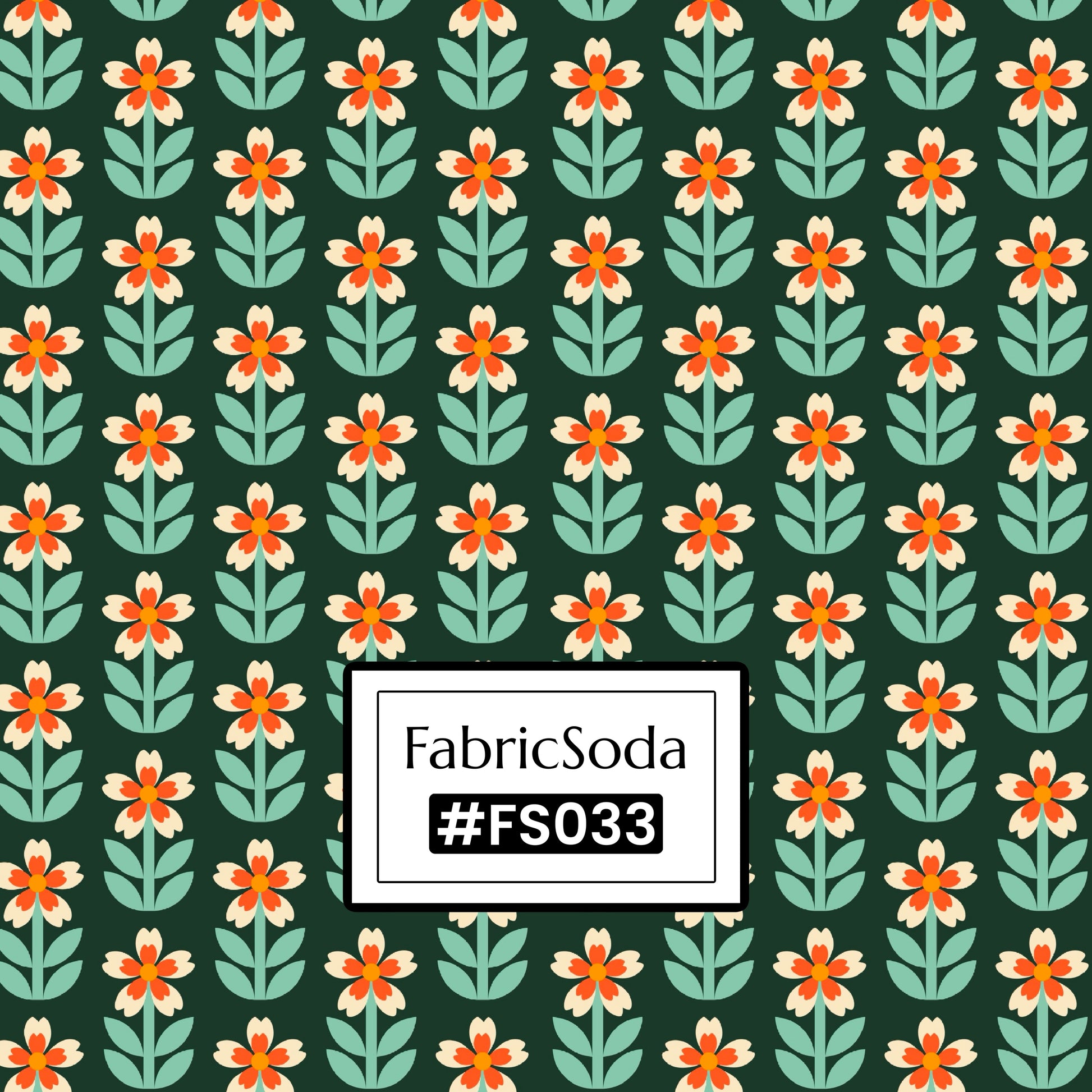 FS033 Green Floral Cotton Printed Fabric