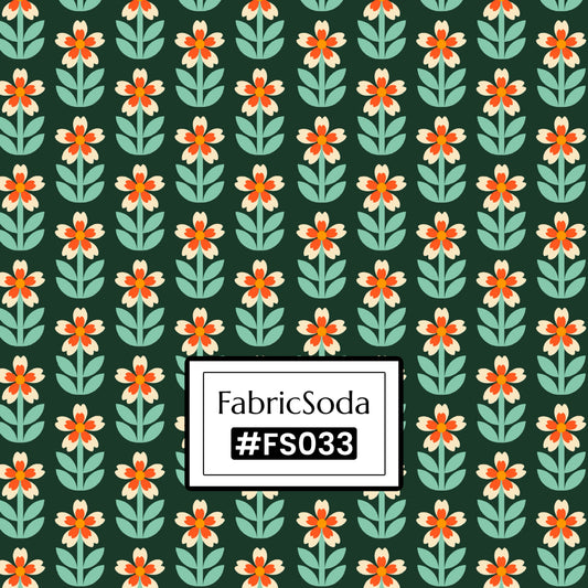 FS033 Green Floral Cotton Printed Fabric