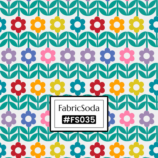 FS035 Rainbow Flower Cotton Printed Fabric
