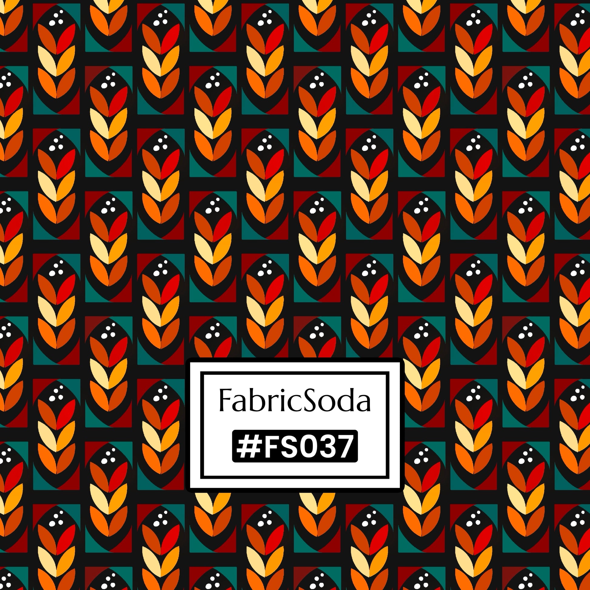 FS037 Brown Geometric Cotton Printed Fabric