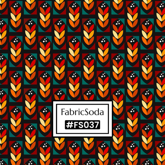 FS037 Brown Geometric Cotton Printed Fabric