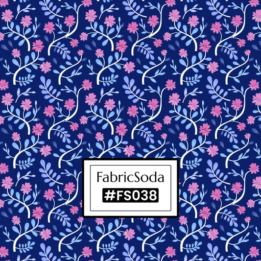FS038 Purple Floral Cotton Printed Fabric