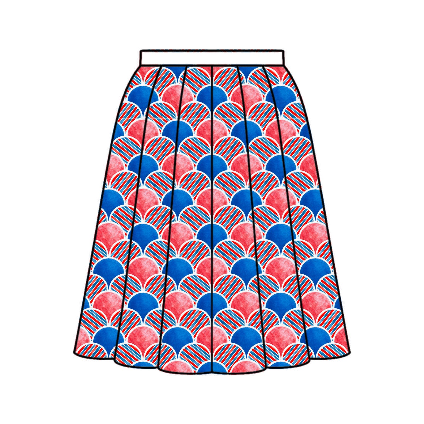 FS039 Red Blue Japanese Wave Cotton Printed Fabric