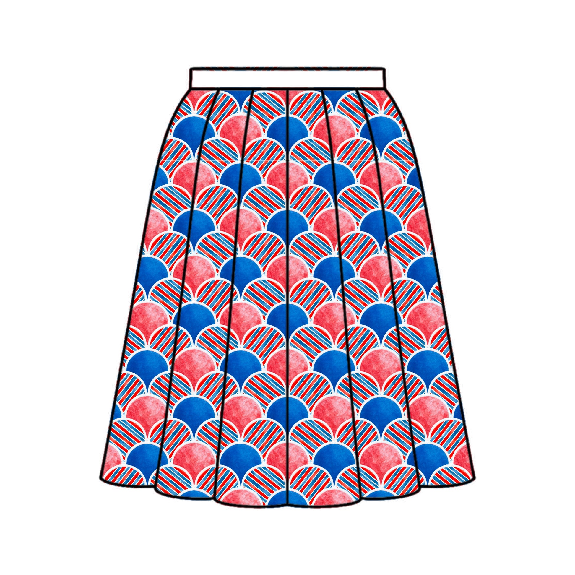 FS039 Red Blue Japanese Wave Cotton Printed Fabric