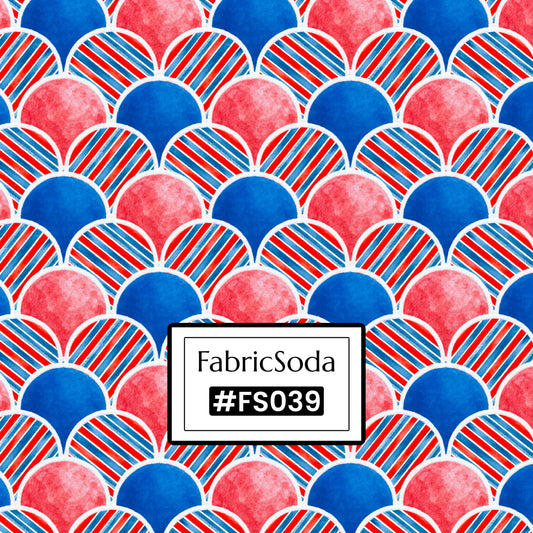 FS039 Red Blue Japanese Wave Cotton Printed Fabric