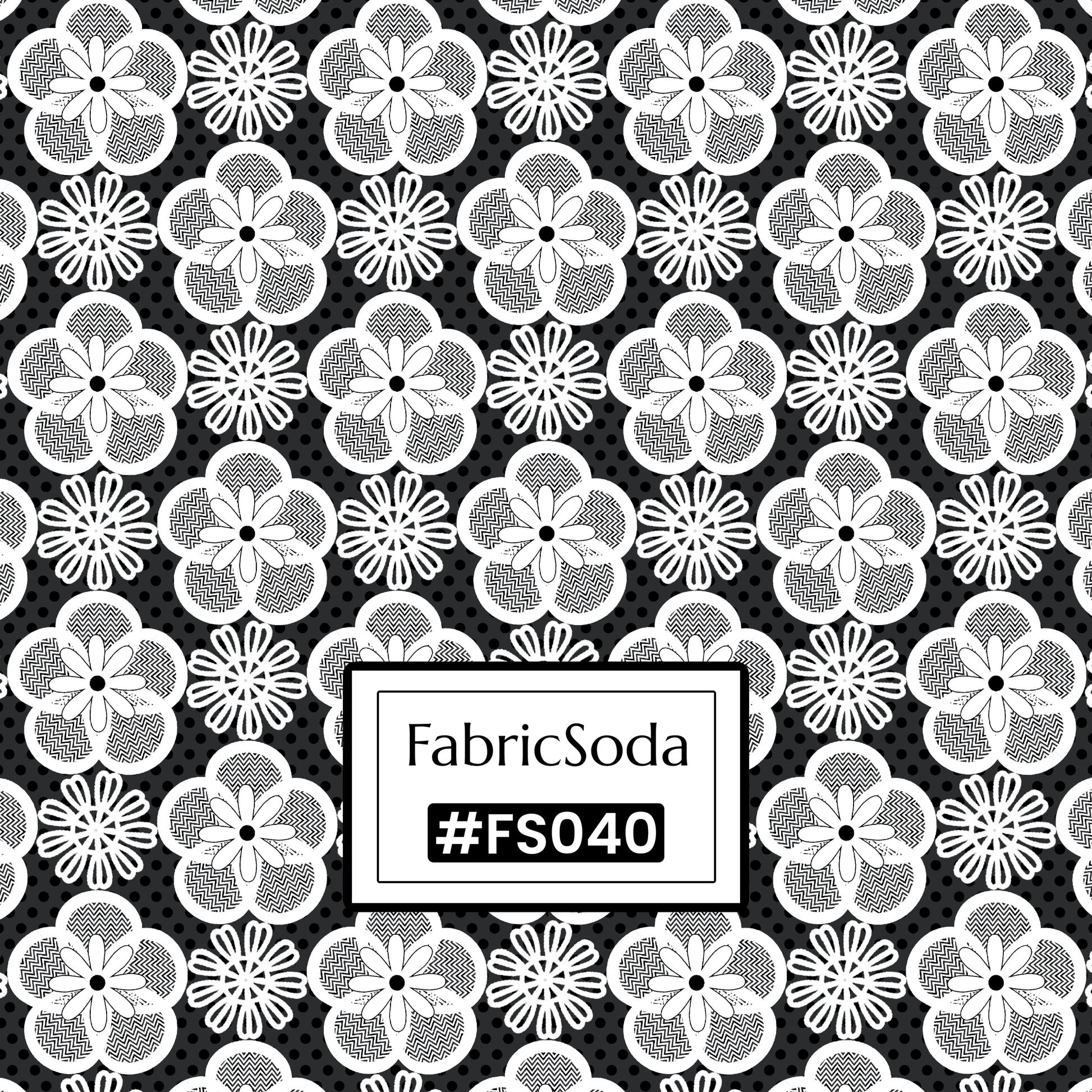 FS040 White Floral Lace Cotton Printed Fabric