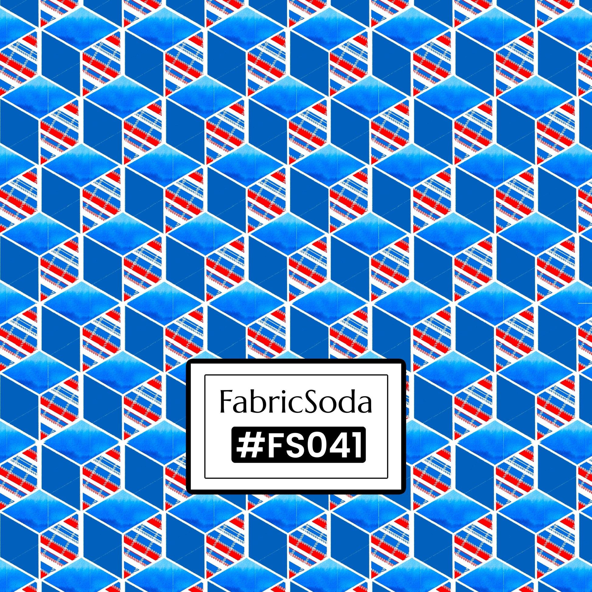 FS041 Blue Cube Geometric Cotton Printed Fabric