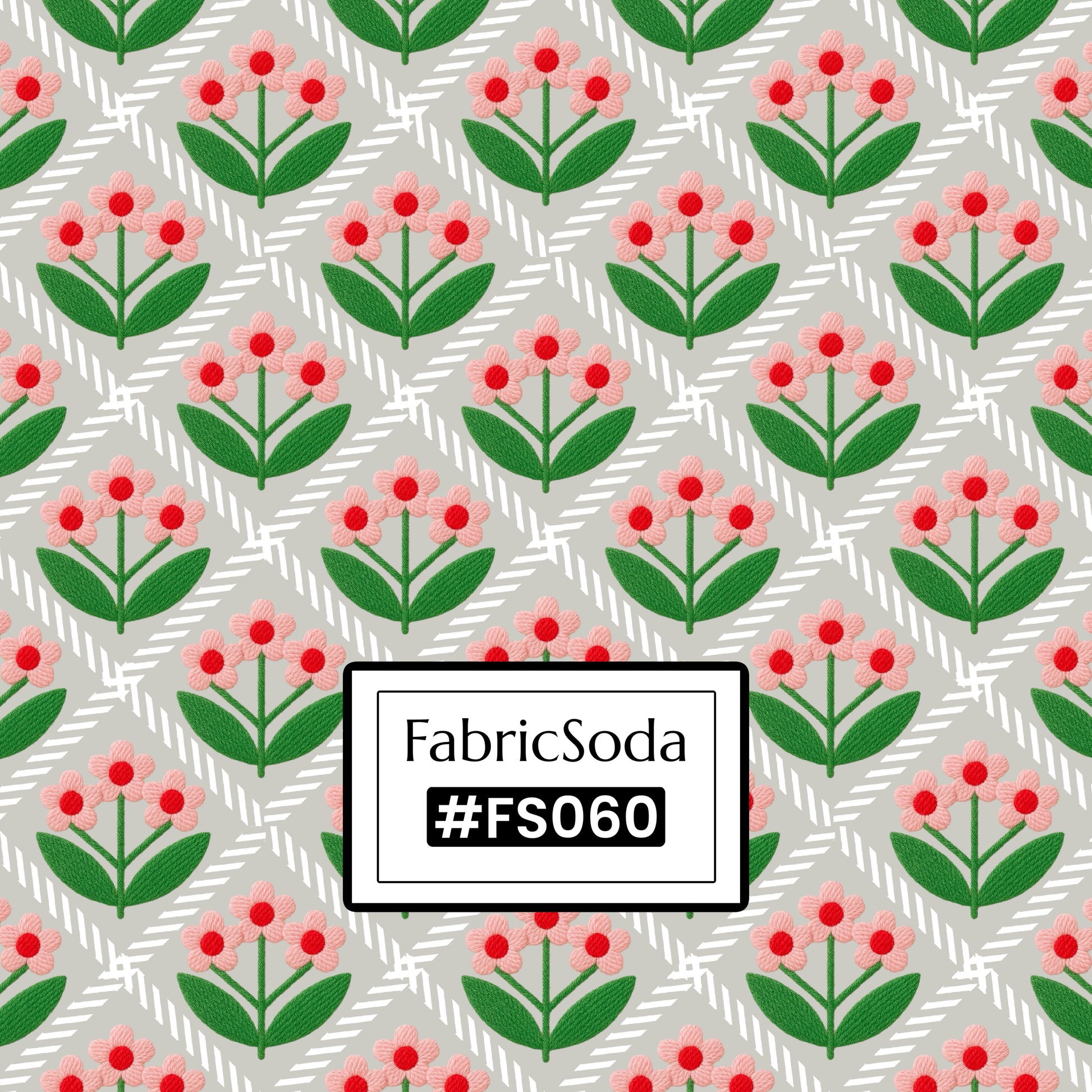 FS060 White Flower Checkered Cotton Printed Fabric