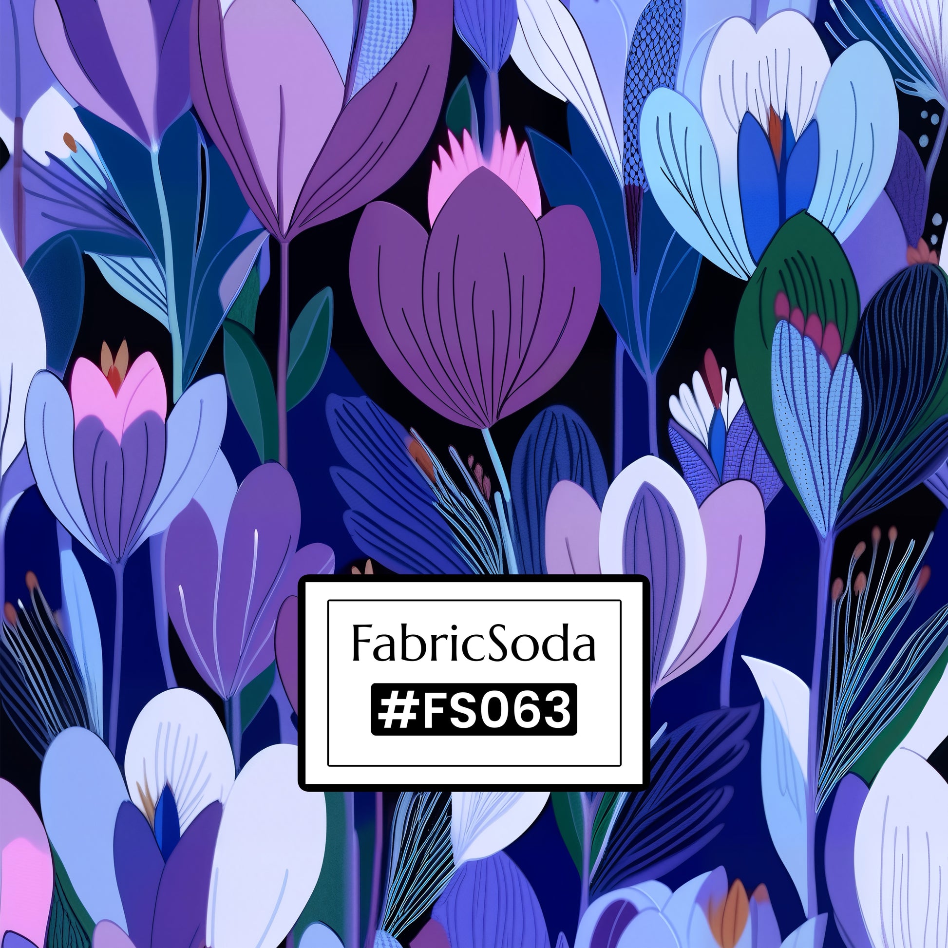 FS063 Purple Floral Cotton Printed Fabric