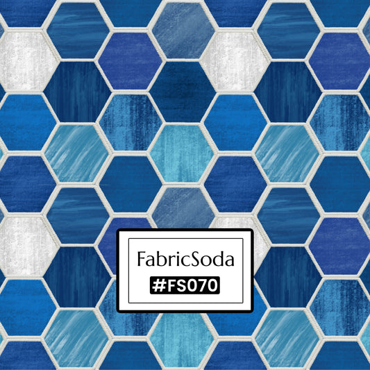 FS070 Blue Shades Geometric Cotton Printed Fabric