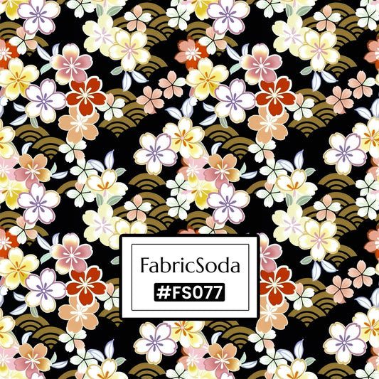 FS077 Japanese Style Floral Cotton Printed Fabric