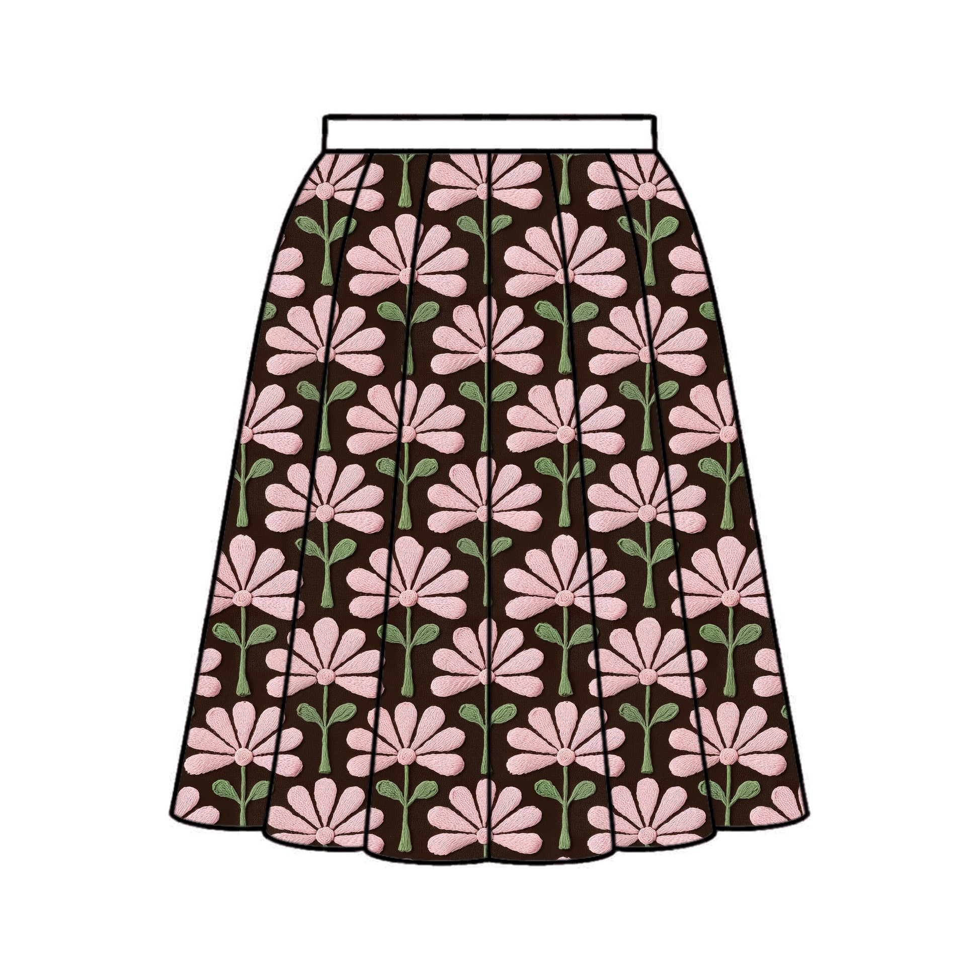 FS080 Pink Flower Embroidery Effect Cotton Printed Fabric