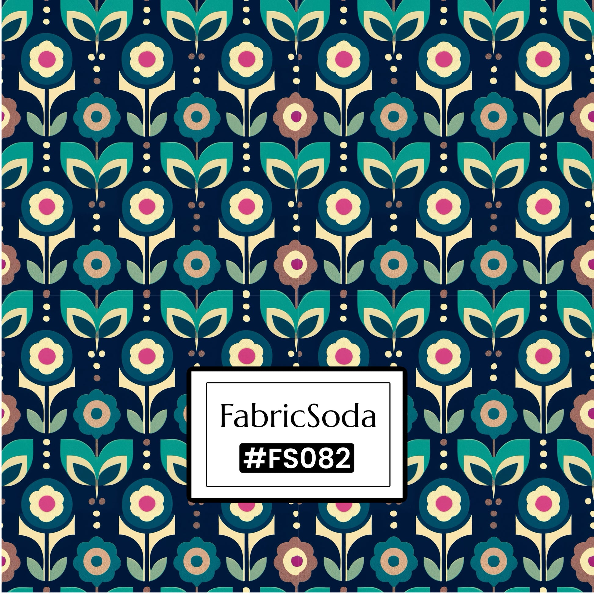 FS082 Teal Geometric Cotton Printed Fabric